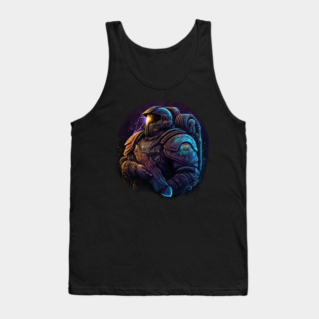 Cosmic Crusader: Vector Art of a Space Marine Protecting the Galaxy Tank Top by Abili-Tees